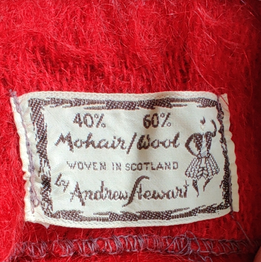 Vintage 1960s Andrew Stewart Mohair Open Cardigan In Scottish Plaid OS - Picture 5 of 5